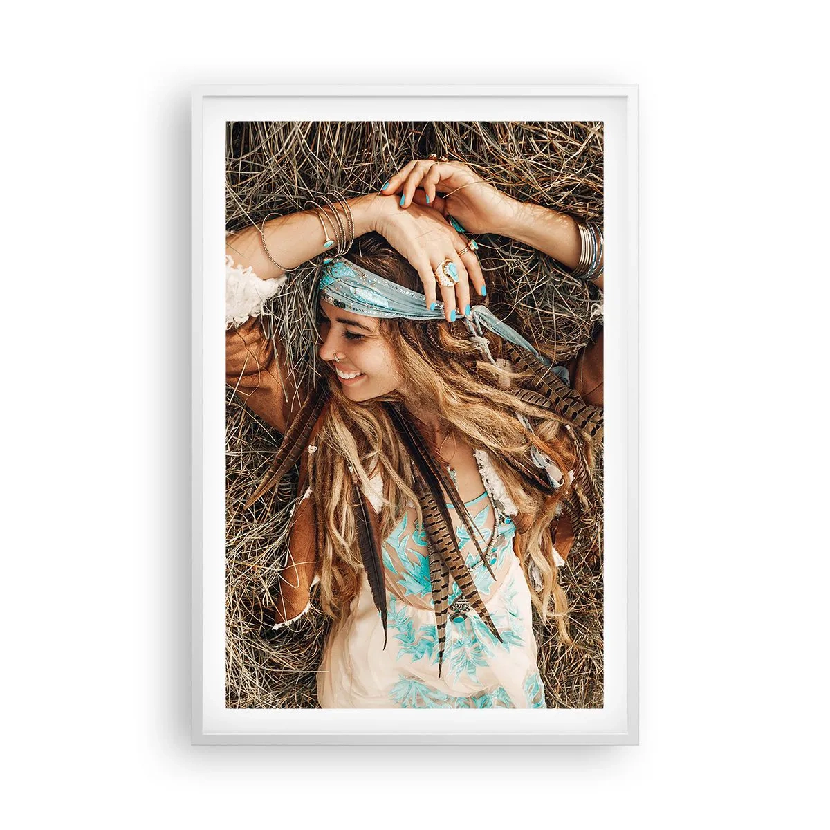 Poster in einem weißen Rahmen - Auf dem Weg in den Sommer der Liebe - 61x91 cm