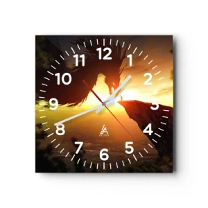 Wanduhr - Glasuhr - Drachentöter - 40x40 cm