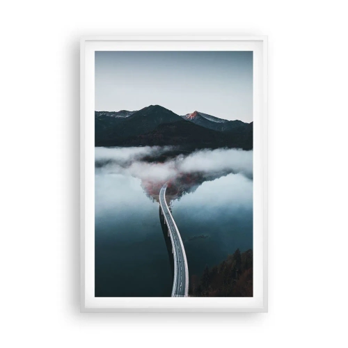 Poster in einem weißen Rahmen - Über Wasser so glatt wie ein Spiegel - 61x91 cm