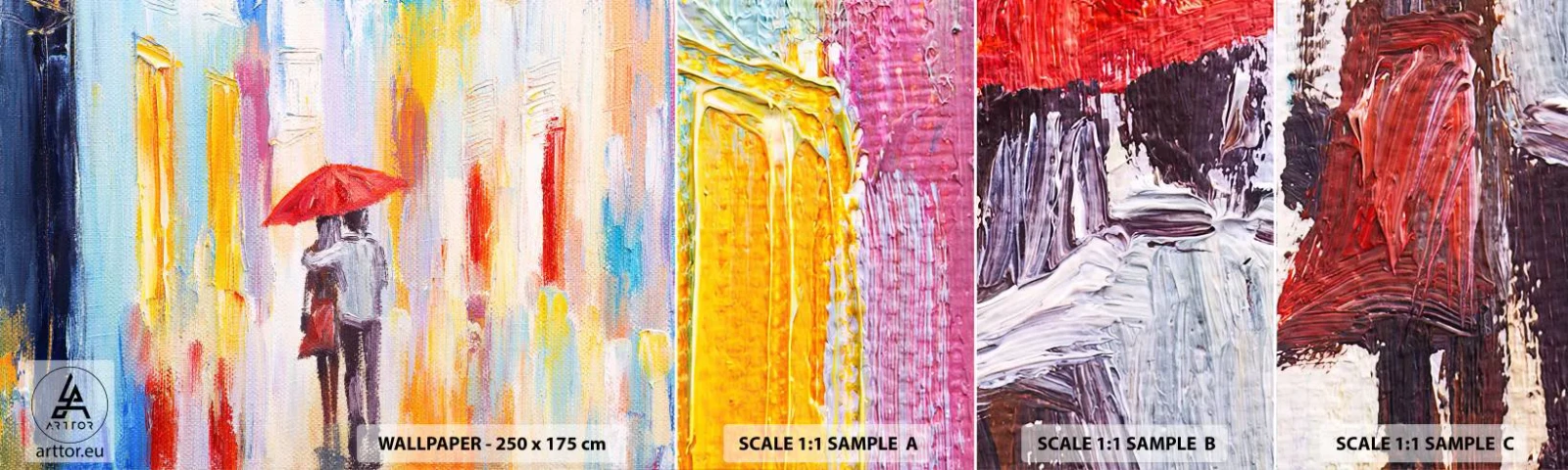 Fototapetenmuster Standard Eco - Lass es weiter regnen - Liebespaar, Menschen, Abstraktion - 100x30 cm