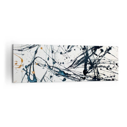 Bild auf Leinwand - Leinwandbild - Abstraktes Malmuster mit dynamischen Linien und Punkten - 160x50cm - Sinn machen oder keinen Sinn machen? - Moderne Wanddekoration für Wohnzimmer und Schlafzimmer ARTTOR