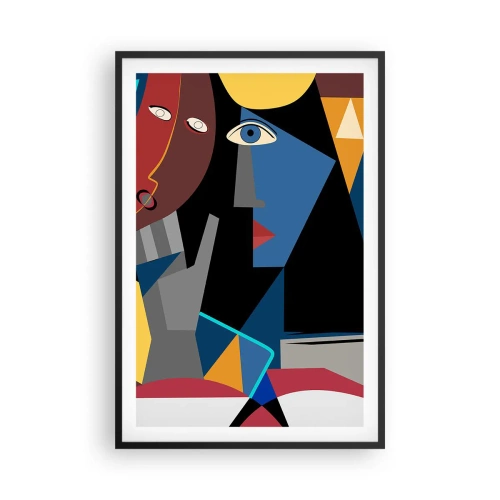 Poster in einem schwarzem Rahmen - Gespräch zwischen Kubisten - 61x91 cm