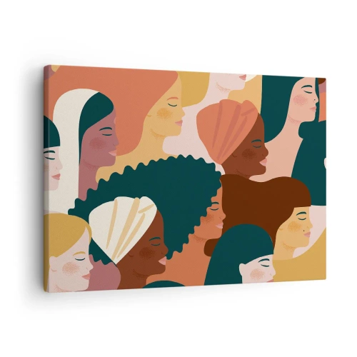Bild auf Leinwand - Leinwandbild - Farbenfrohe Frauenprofile in verschiedenen Stilen - 70x50cm - Nur Weiblichkeit - Moderne Wanddekoration für Wohnzimmer und Schlafzimmer ARTTOR
