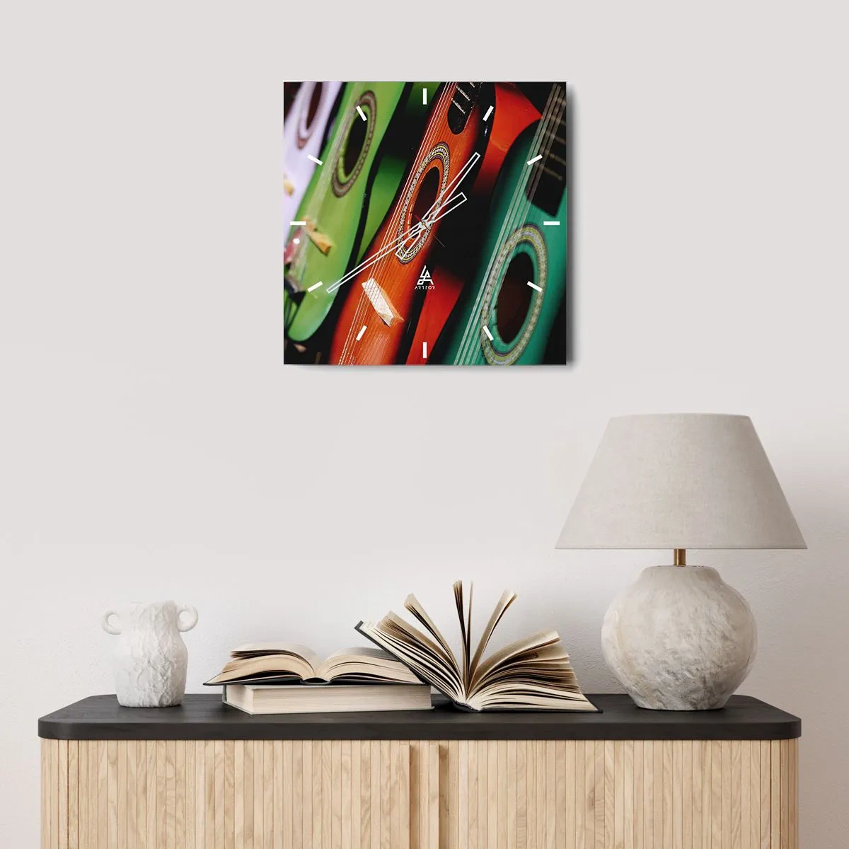 Wanduhr - Glasuhr - Die Gitarre hat viele Farben - 40x40 cm