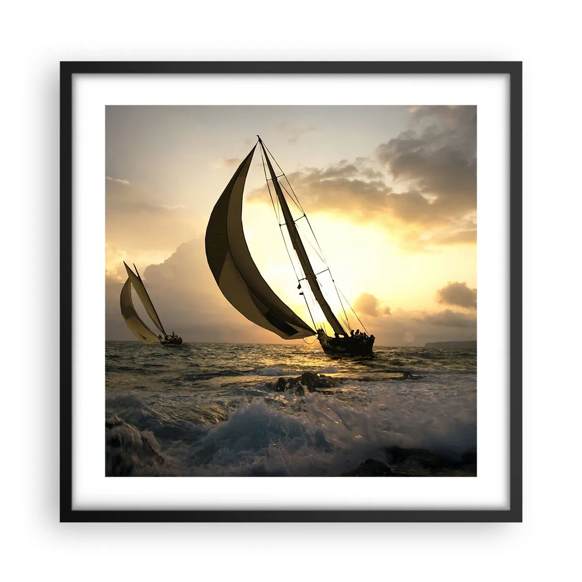 Poster in einem schwarzem Rahmen - Mit dem Wind und gegen den Wind - 50x50 cm