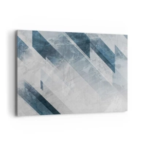 Bild auf Leinwand - Leinwandbild - Abstrakte Linien in Grau- und Blautönen - 100x70cm - Räumliche Komposition - graue Bewegung - Moderne Wanddekoration für Wohnzimmer und Schlafzimmer ARTTOR