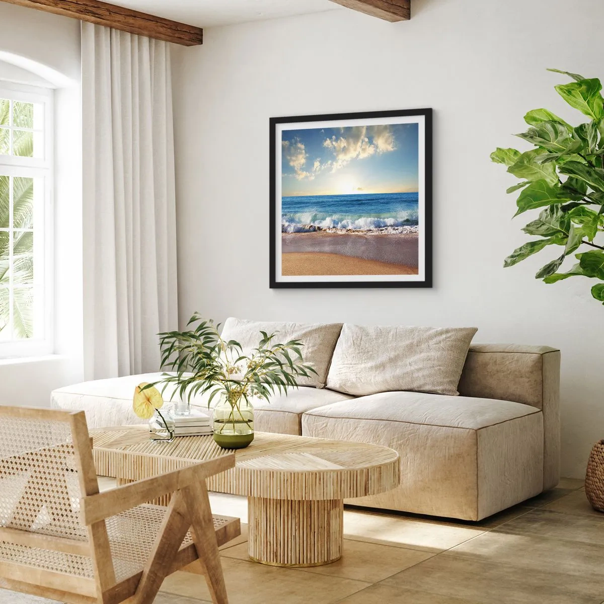 Poster in einem schwarzem Rahmen - Bewegung und Stille zugleich - 30x30 cm