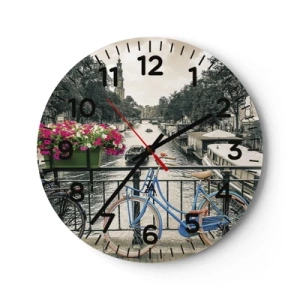 Wanduhr - Glasuhr - Die Farben der Amsterdamer Straße - 40x40 cm