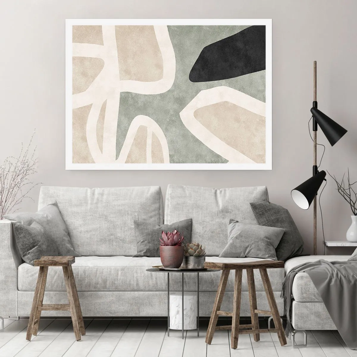 Poster - Komposition mit schwarzem Motiv - 70x50 cm