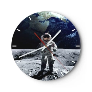 Wanduhr - Glasuhr - Astronaut auf der Mondoberfläche - 30x30cm - Grüße vom Mond - Moderne Wanddekoration für Wohnzimmer, Küche und Schlafzimmer ARTTOR