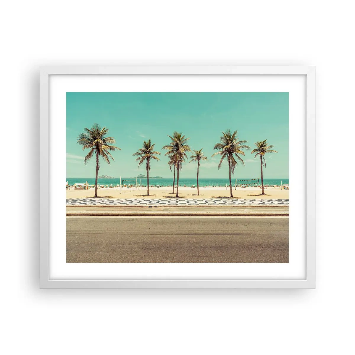 Poster in einem weißen Rahmen - Beim Bewachen des Strandes - 50x40 cm