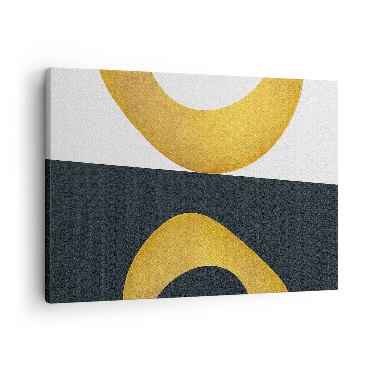Bild auf Leinwand - Leinwandbild - Geometrische Formen in Gold auf weißem und dunklem Hintergrund - 70x50cm - Erstens: Gold - Moderne Wanddekoration für Wohnzimmer und Schlafzimmer ARTTOR