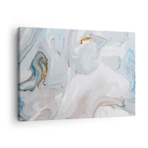 Bild auf Leinwand - Leinwandbild - Abstrakte Wellen in Blau- und Weißtönen - 70x50cm - Das Weiß wird erhoben - Moderne Wanddekoration für Wohnzimmer und Schlafzimmer ARTTOR