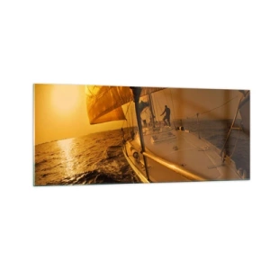 Glasbild - Bild auf glas - Ein goldener Abend nach einem bunten Tag - 100x40 cm