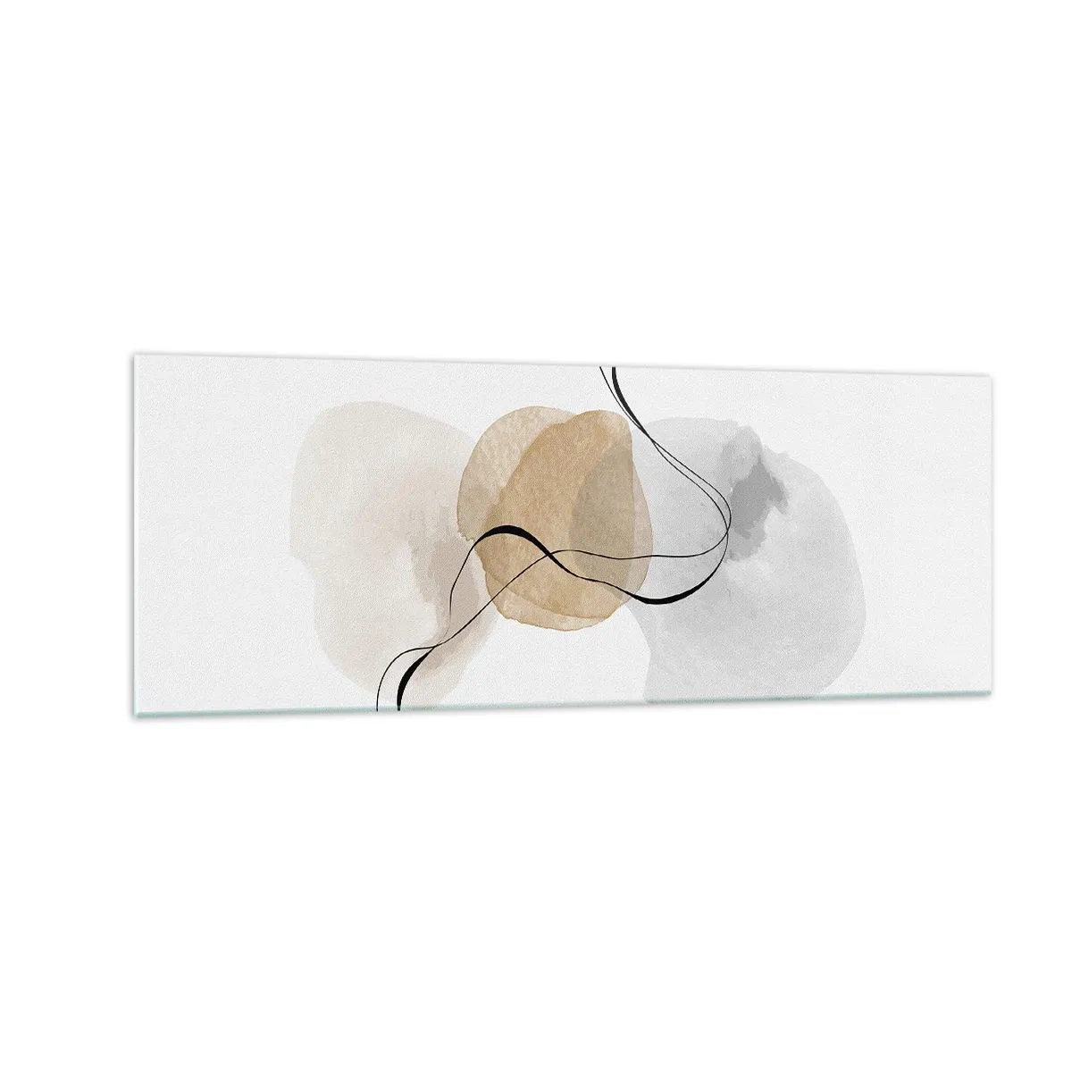 Glasbild - Bild auf glas - Minimalistische Abstraktion in Beige- und Grautönen - 140x50cm - Luftperlen - Moderne Wanddekoration für Wohnzimmer und Schlafzimmer ARTTOR