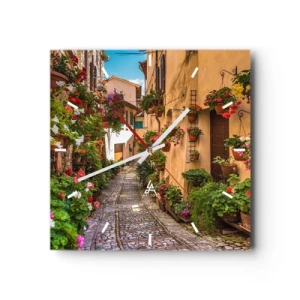 Wanduhr - Glasuhr - Italienische Gasse - 40x40 cm