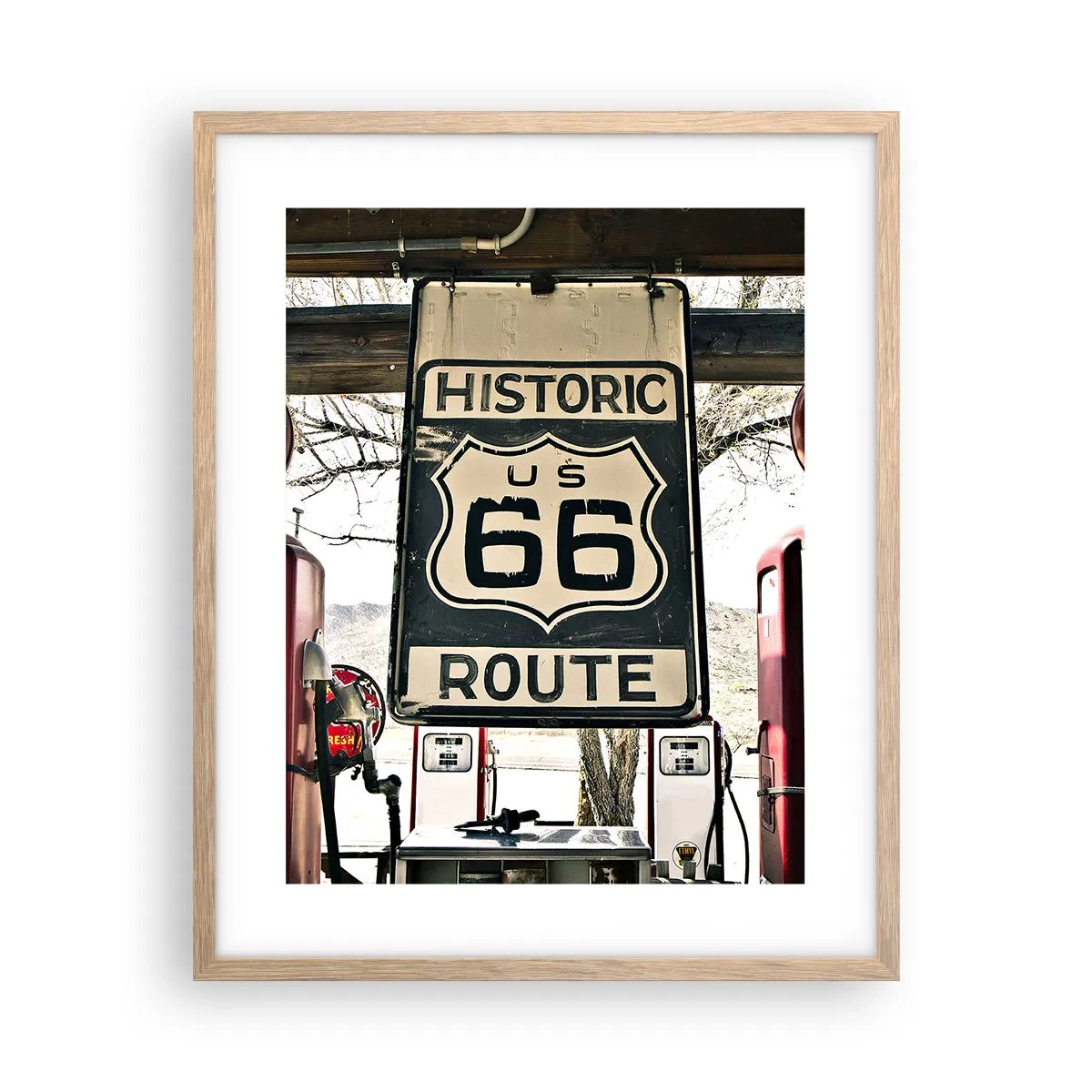 Poster in einem Rahmen aus heller Eiche - Amerikanische Retro-Reise - 40x50 cm