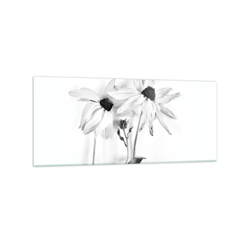 Glasbild - Bild auf glas - Schwarz-weiße Blumen mit subtiler Komposition - 120x50cm - Niemand will allein sein - Moderne Wanddekoration für Wohnzimmer und Schlafzimmer ARTTOR