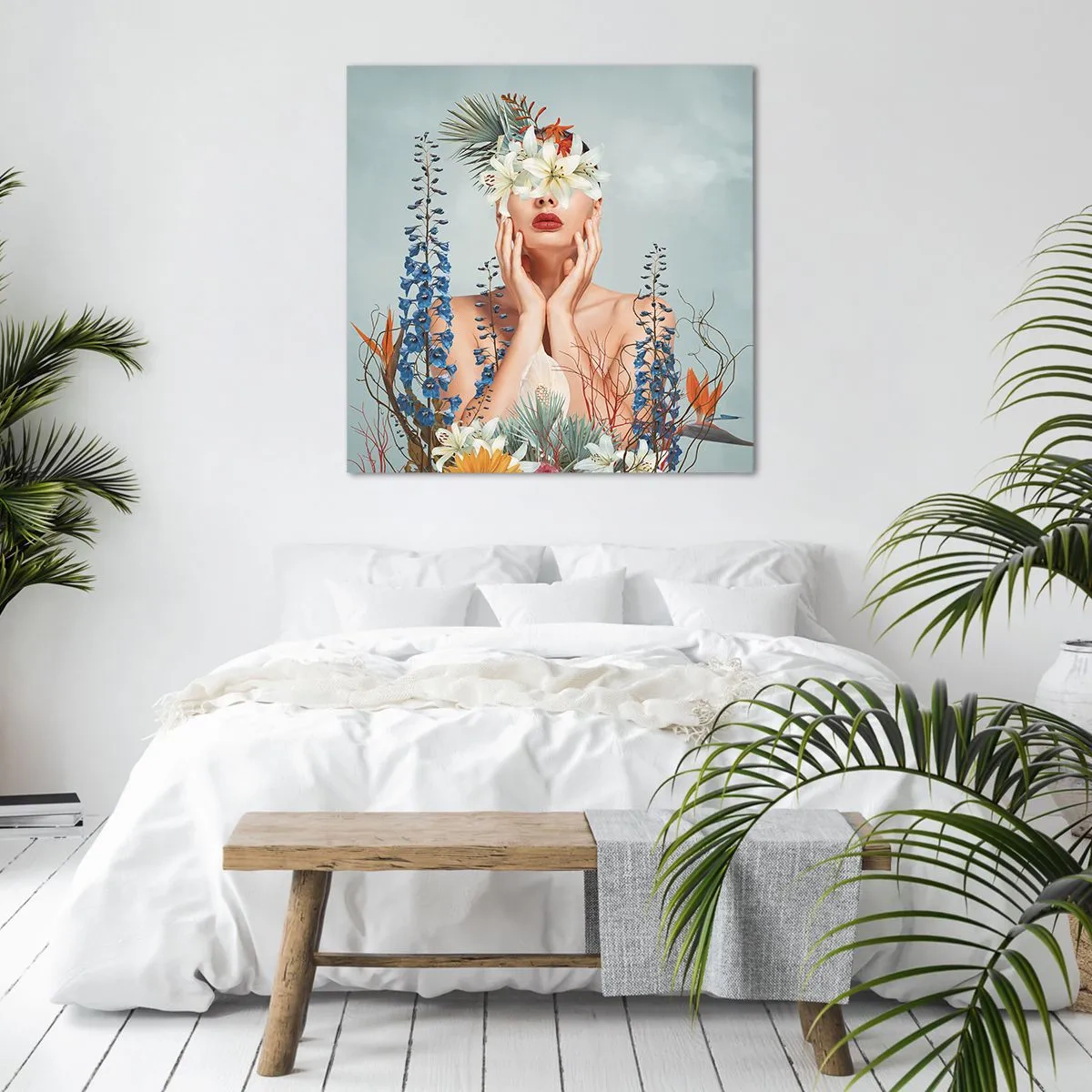 Bild auf Leinwand - Leinwandbild - Frau - Blume - 30x30 cm