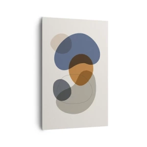 Bild auf Leinwand - Leinwandbild - Abstrakte bunte Formen in Blau- und Brauntönen - 80x120cm - Farbtropfen - Moderne Wanddekoration für Wohnzimmer und Schlafzimmer ARTTOR