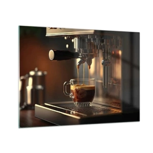 Glasbild - Bild auf glas - Espressokaffee im Glas mit Schaum - 70x50cm - Sinnliche Mischung - Moderne Wanddekoration für Wohnzimmer und Schlafzimmer ARTTOR