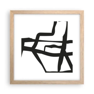 Poster in einem Rahmen aus heller Eiche - Schwarz-Weiß-Design - 30x30 cm
