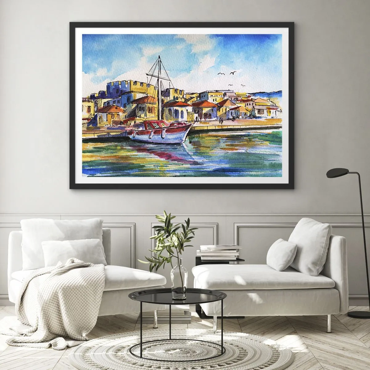 Poster in einem schwarzem Rahmen - Regenbogennachmittag - 91x61 cm