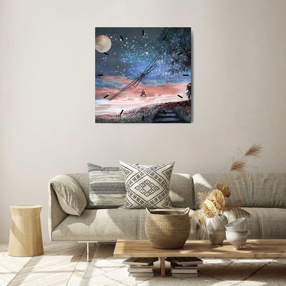 Wanduhr - Glasuhr - Ein sternenklares Spektakel - 30x30 cm