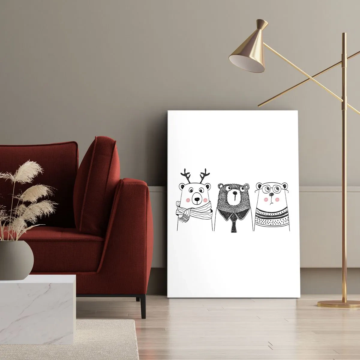 Bild auf Leinwand - Leinwandbild - Teddybär, Teddybär und Bär - 45x80 cm
