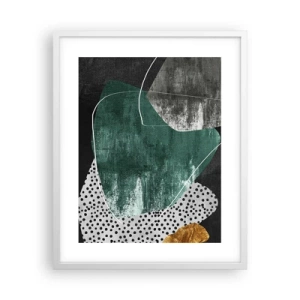 Poster in einem weißen Rahmen - Bunte Abstraktion mit Blattgold - 40x50 cm