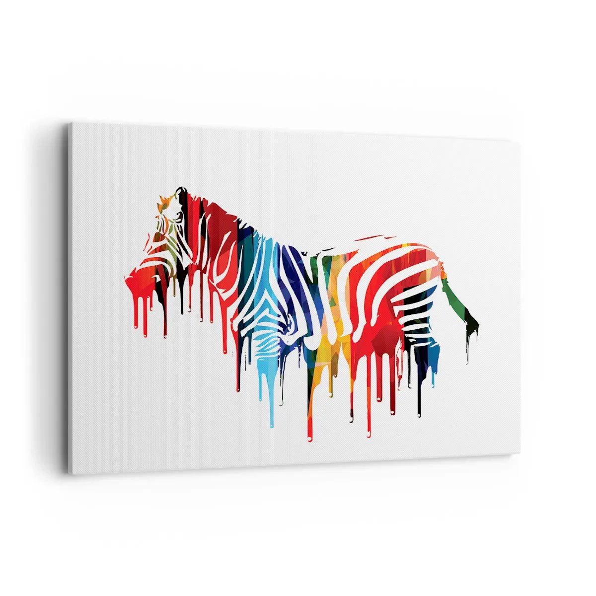 Bild auf Leinwand - Leinwandbild - Abstraktes Zebra in bunten Farben mit Lackeffekt - 100x70cm - Nicht nur schwarz-weiß - Moderne Wanddekoration für Wohnzimmer und Schlafzimmer ARTTOR