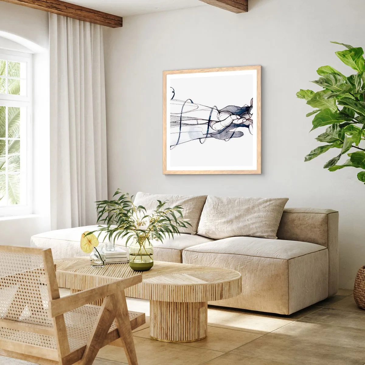 Poster in einem Rahmen aus heller Eiche - Touch-Studie - 50x50 cm