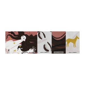 Fototapeten Muster Premium Sand - Traum von einem goldenen Pferd - Frau, Porträt, Minimalismus - 100x30 cm