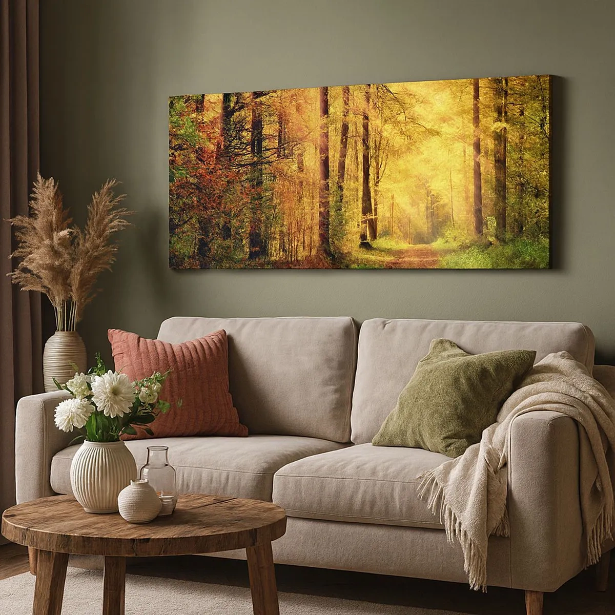 Bild auf Leinwand - Leinwandbild - Waldgoldene Stille - 100x40 cm