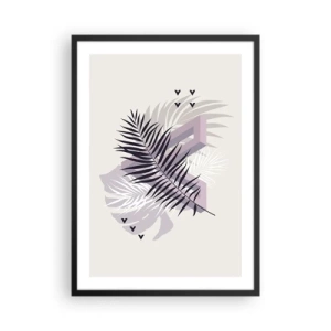 Poster in einem schwarzem Rahmen - Abstrakte Komposition mit Blättern und geometrischen Formen - 50x70cm - Der Schatten des Schattens - Moderne Wanddekoration für Wohnzimmer und Schlafzimmer ARTTOR