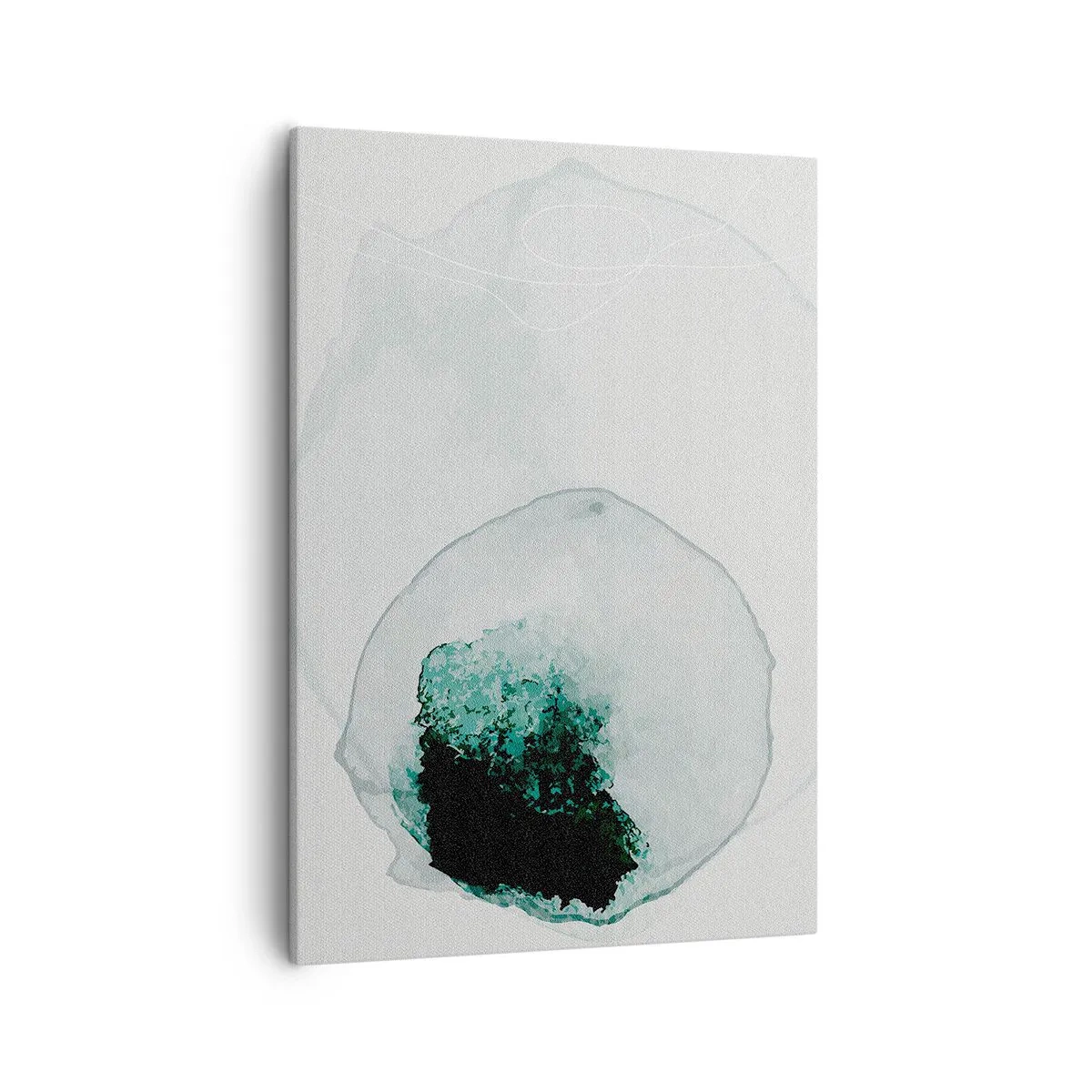 Bild auf Leinwand - Leinwandbild - Abstrakter Wassertropfen mit Grün- und Schwarztönen - 50x70cm - In einem Tropfen Wasser - Moderne Wanddekoration für Wohnzimmer und Schlafzimmer ARTTOR