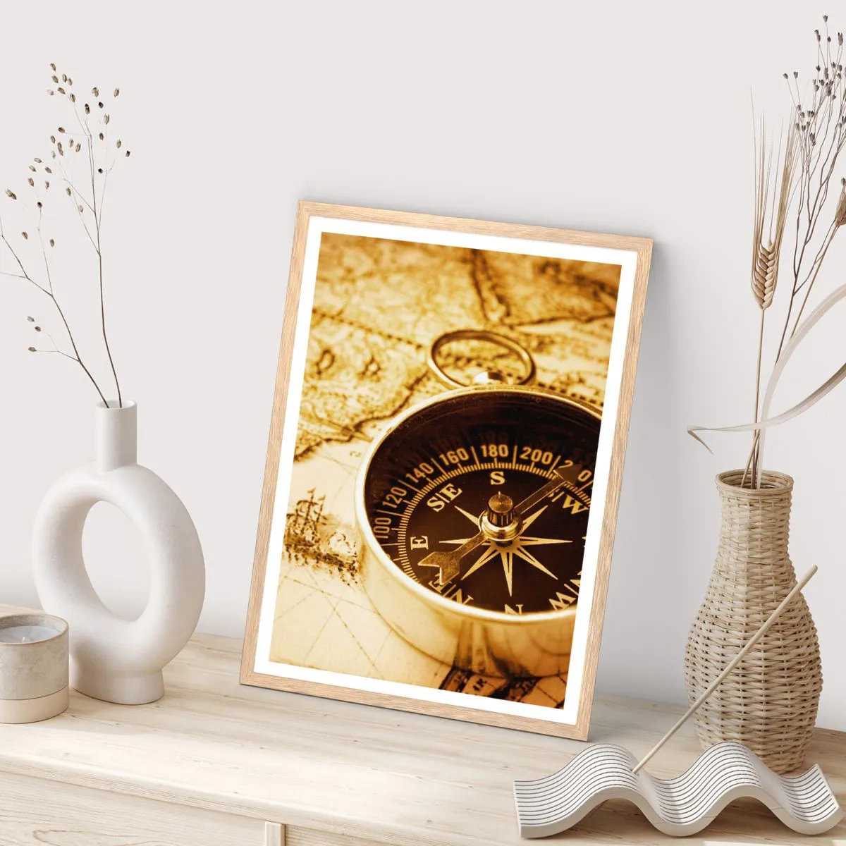 Poster in einem Rahmen aus heller Eiche - Ost oder West? - 70x100 cm