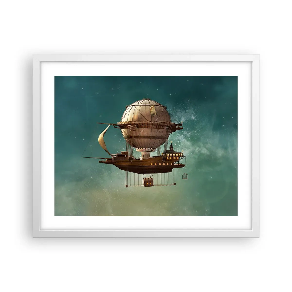 Poster in einem weißen Rahmen - Jules Verne sagt Hallo - 50x40 cm