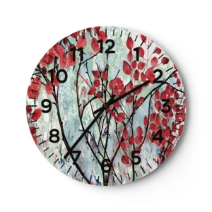 Wanduhr - Glasuhr - Baum in Scharlachrot - 40x40 cm