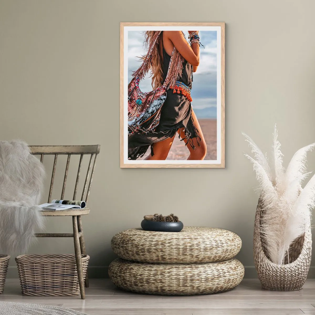 Poster in einem Rahmen aus heller Eiche - Das Mädchen des Schamanen - 30x40 cm