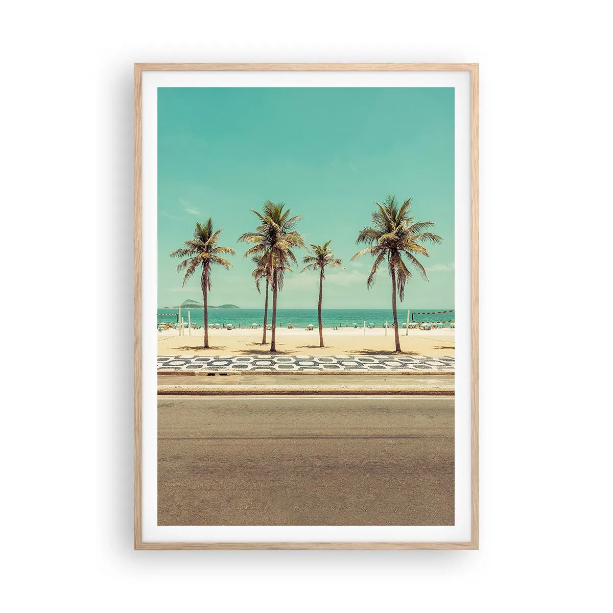 Poster in einem Rahmen aus heller Eiche - Beim Bewachen des Strandes - 70x100 cm