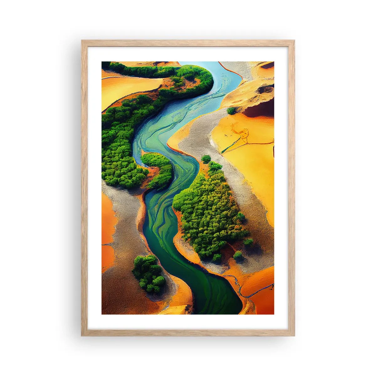 Poster in einem Rahmen aus heller Eiche - Lebensspendender Fluss - 50x70 cm
