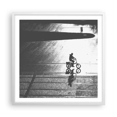 Poster in einem weißen Rahmen - Vor sich hin durch die Stadt - 60x60 cm