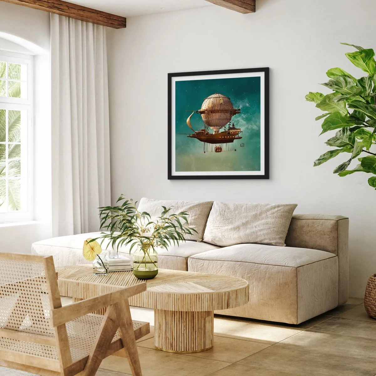 Poster in einem schwarzem Rahmen - Jules Verne sagt Hallo - 30x30 cm