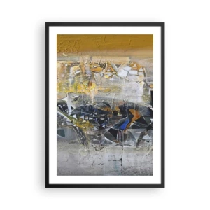 Poster in einem schwarzem Rahmen - Eine abstrakte Komposition in Gold- und Grautönen. - 50x70cm - Alles wird gut - Moderne Wanddekoration für Wohnzimmer und Schlafzimmer ARTTOR