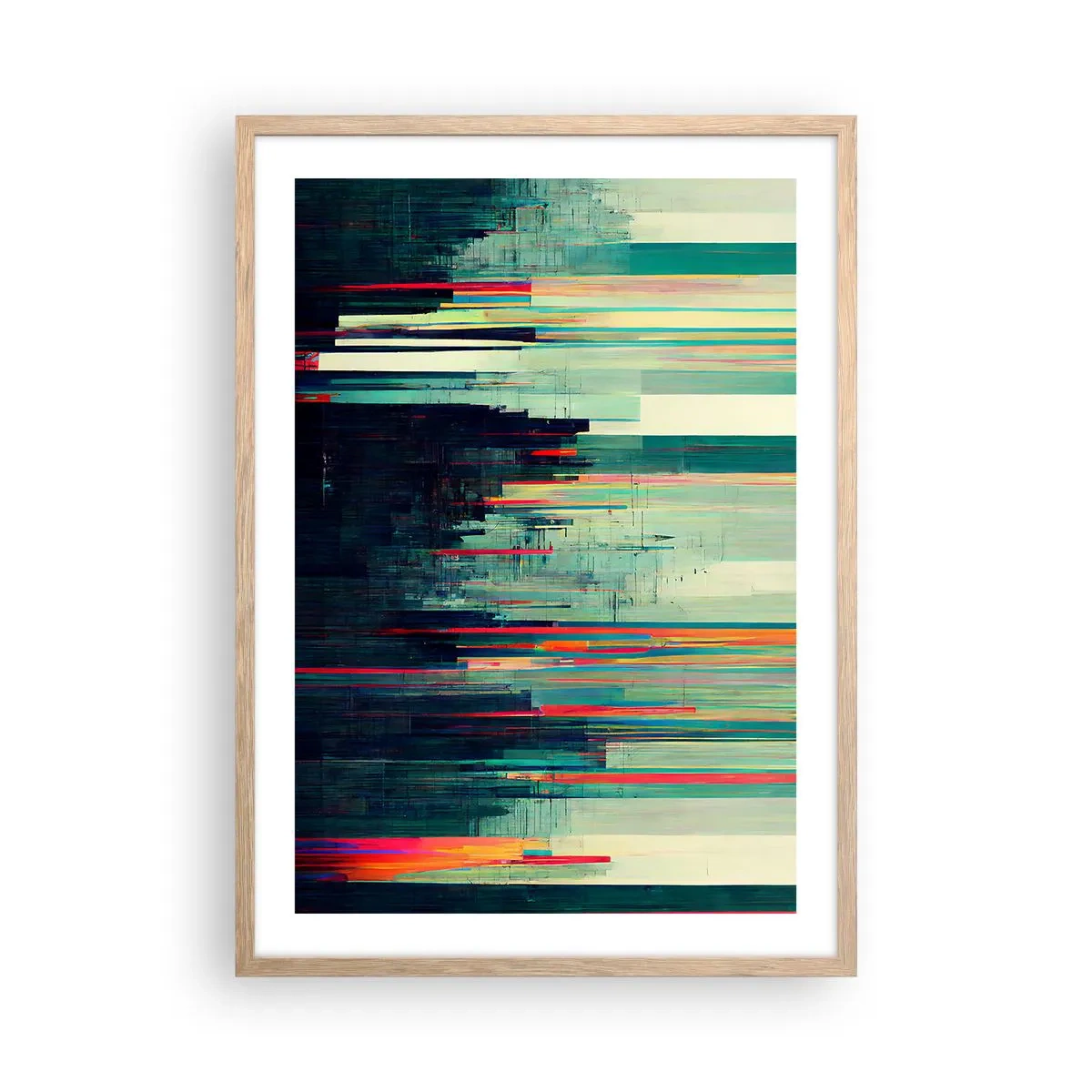 Poster in einem Rahmen aus heller Eiche - Futuristische Stadt - 50x70 cm