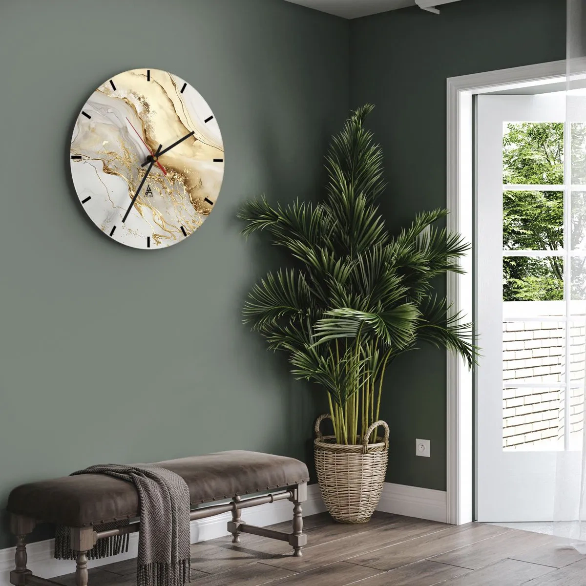 Wanduhr - Glasuhr - Abstraktion: Schönheit und Güte - 40x40 cm