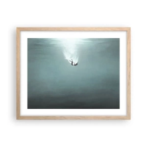 Poster in einem Rahmen aus heller Eiche - In den Armen des Ozeans - 50x40 cm