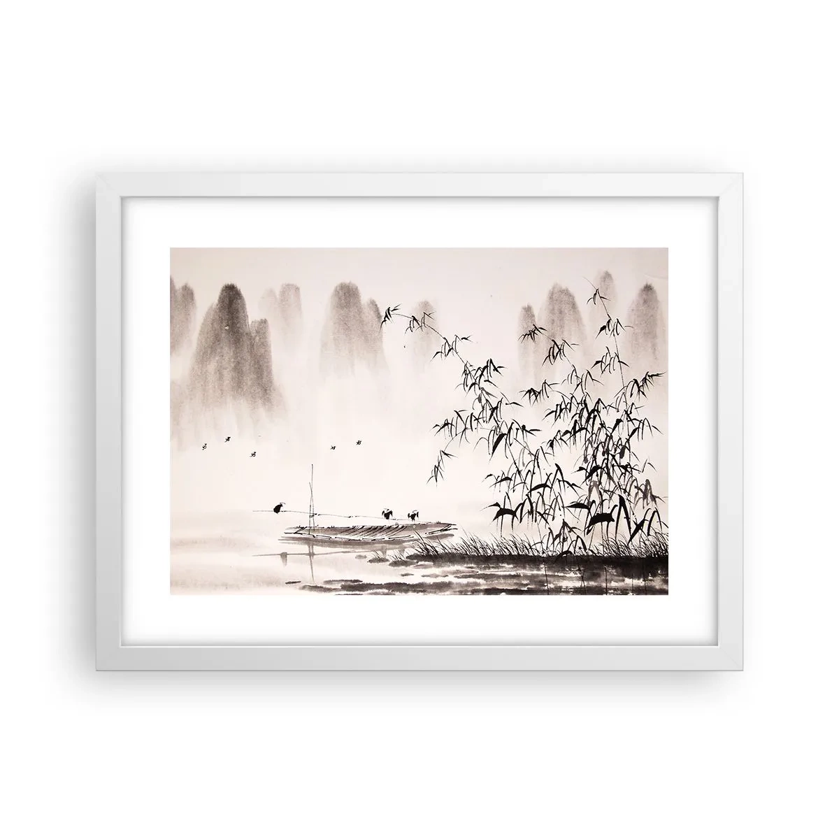 Poster in einem weißen Rahmen - Die Stille der Reisfelder - 40x30 cm