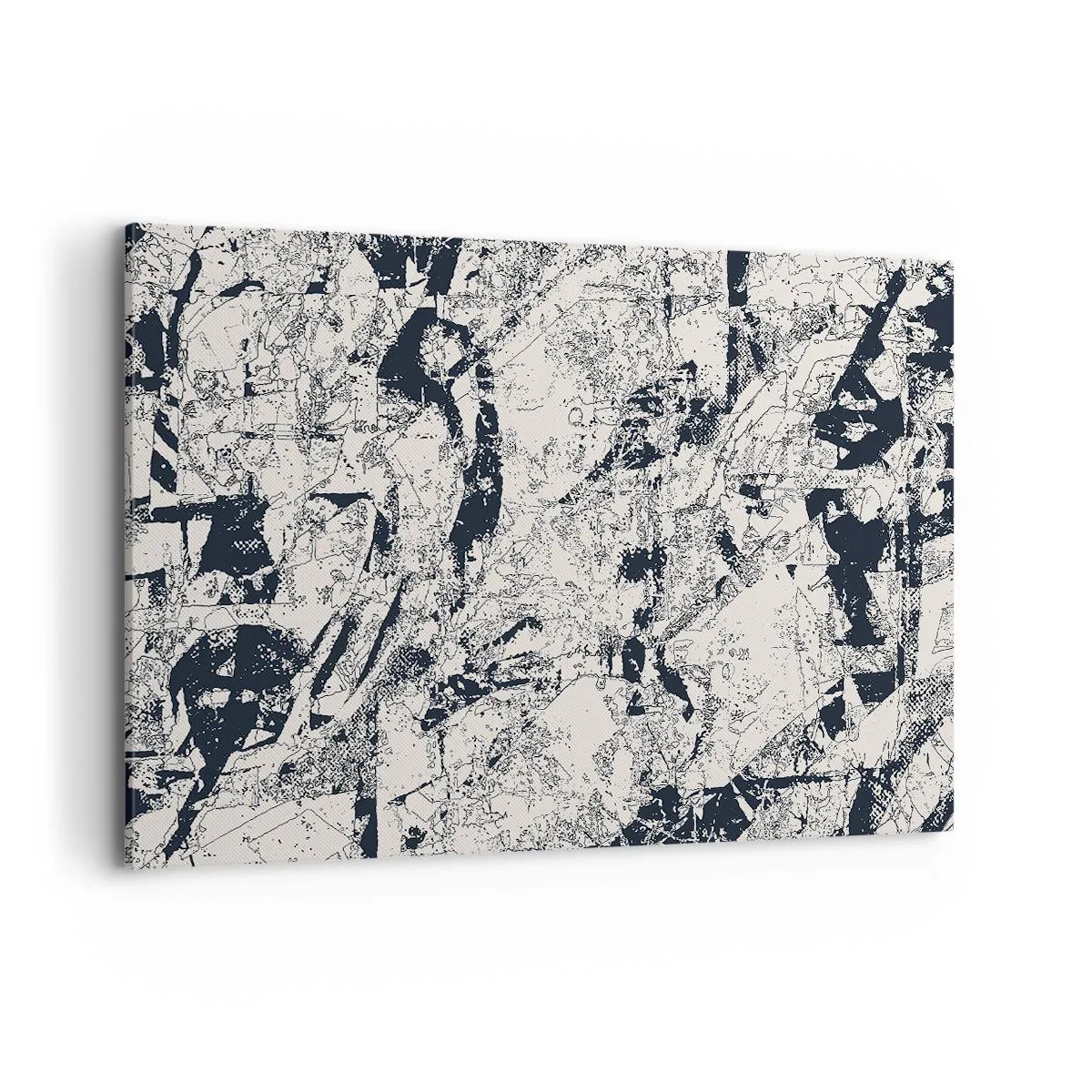 Bild auf Leinwand - Leinwandbild - Abstrakte Komposition in Schwarzweiß mit dynamischem Layout - 120x80cm - Durchdringung der Gegensätze - Moderne Wanddekoration für Wohnzimmer und Schlafzimmer ARTTOR